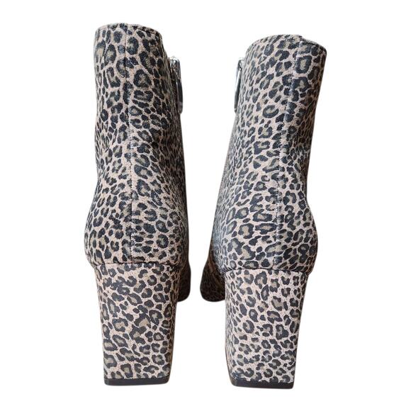 Steve Madden Nix Leopard Animal Print Suede Leather Heel Bootie Boots Size 8.5 - Picture 4 of 8